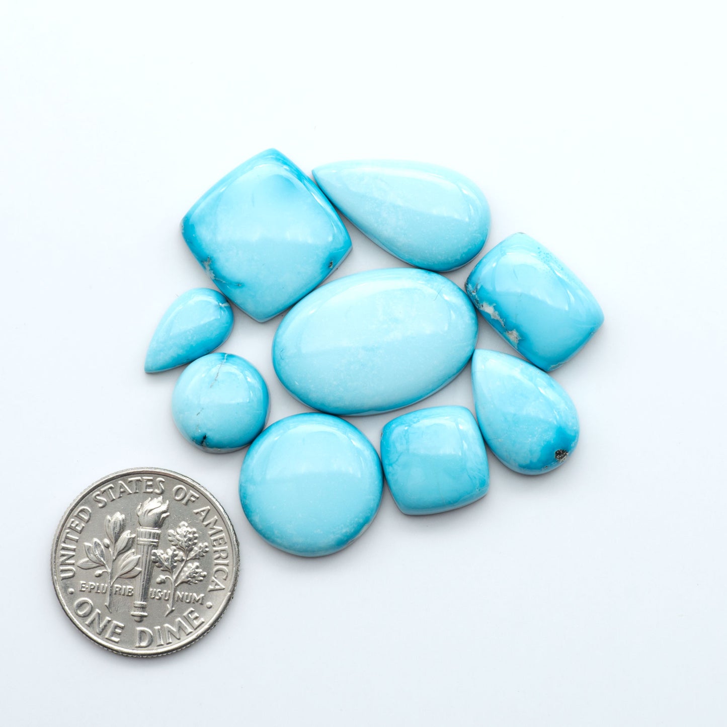 Create stunning handcrafted jewelry with Blue Bird Turquoise Cabochons. Their rich blue color and polish make them perfect for silversmiths and jewelry makers.