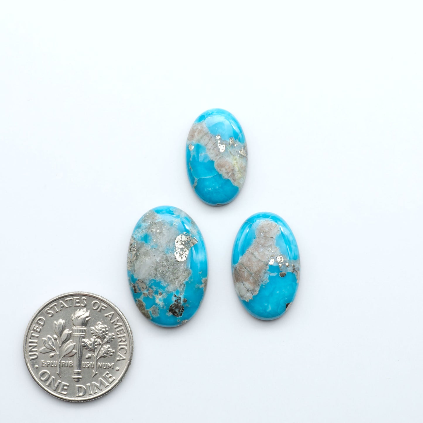 Create stunning handcrafted jewelry with Blue Bird Turquoise Cabochons. Their rich blue color and polish make them perfect for silversmiths and jewelry makers.