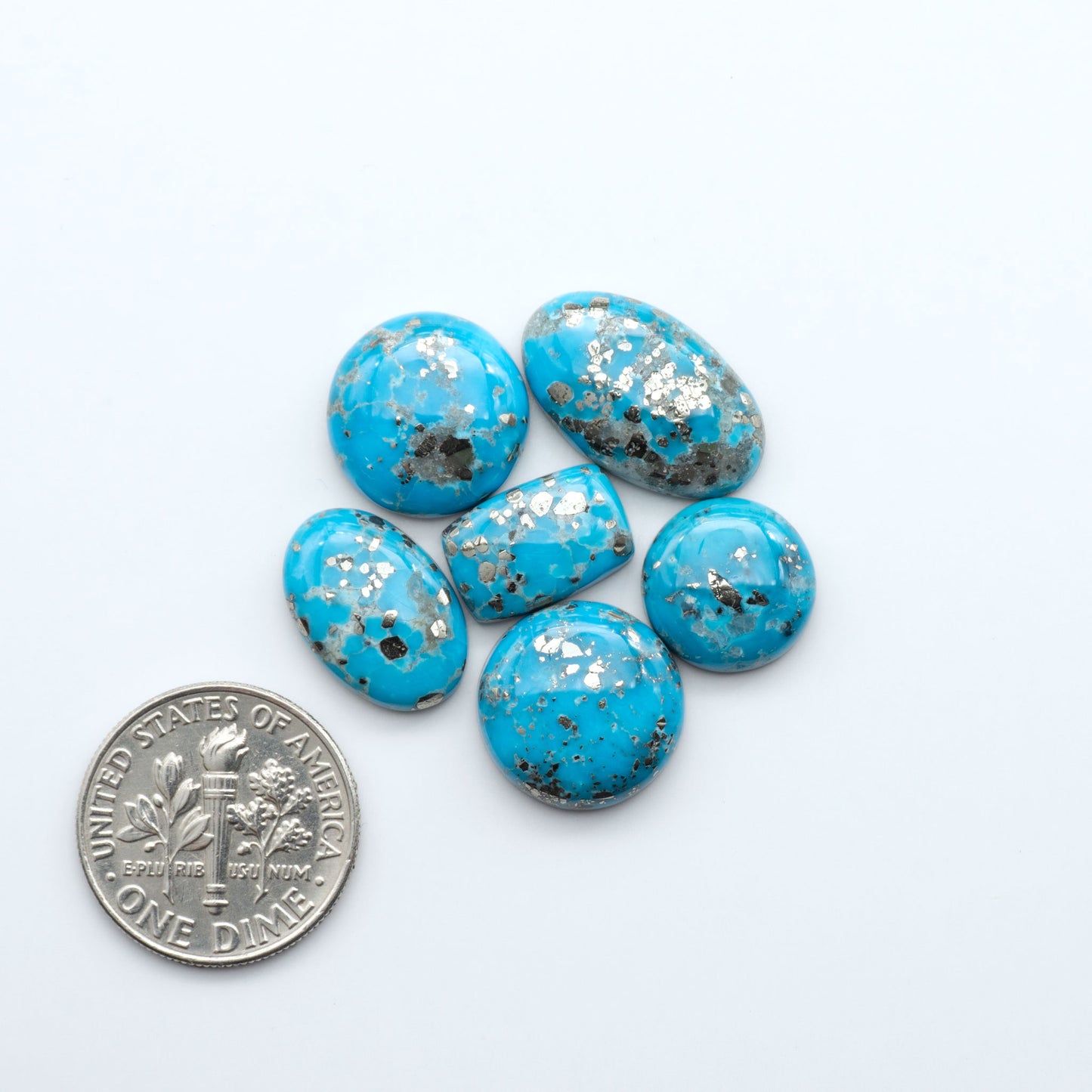 Create stunning handcrafted jewelry with Blue Bird Turquoise Cabochons. Their rich blue color and polish make them perfect for silversmiths and jewelry makers.