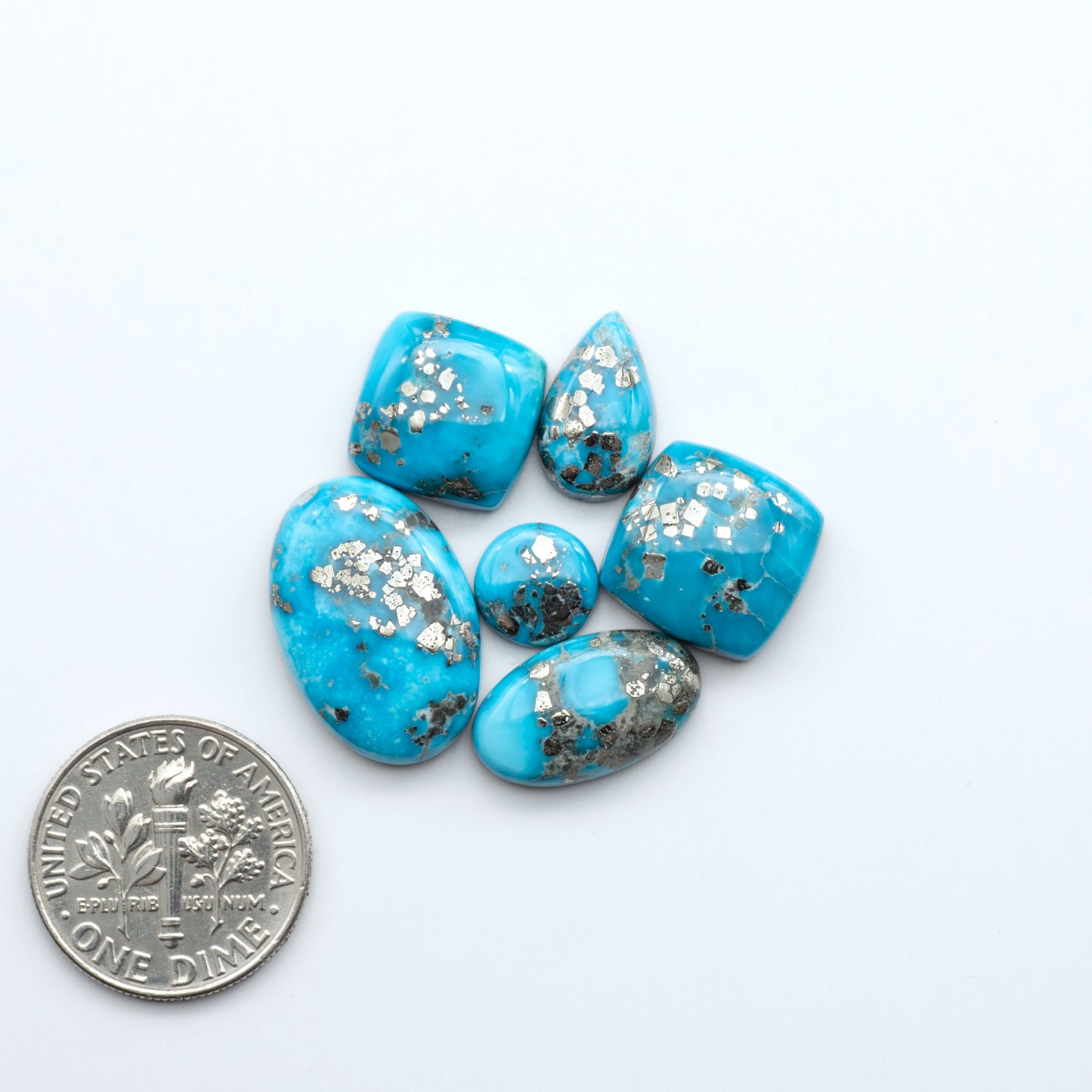 Create stunning handcrafted jewelry with Blue Bird Turquoise Cabochons. Their rich blue color and polish make them perfect for silversmiths and jewelry makers.