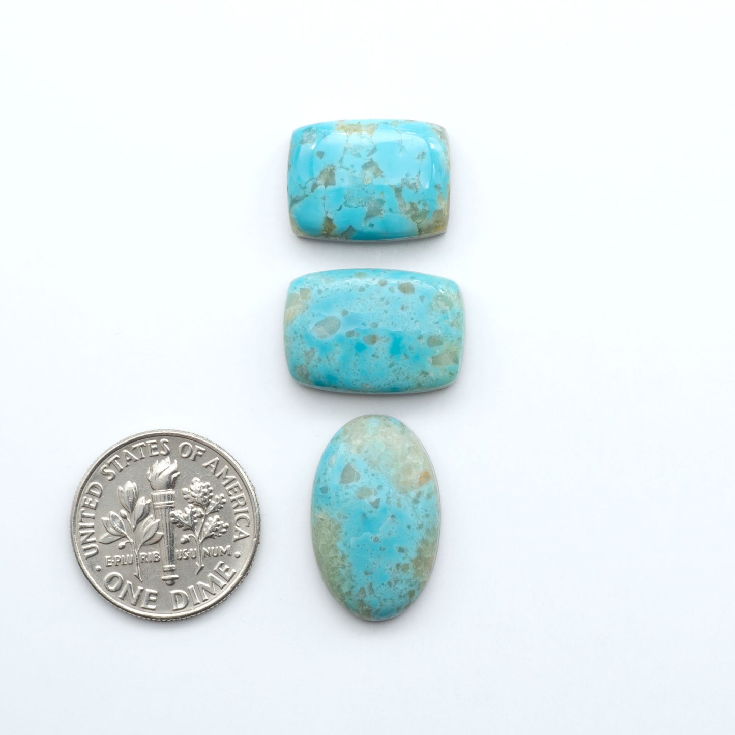 Add a touch of beauty to your collection with our stunning Pilot Mountain Turquoise Cabochons. Perfect for jewelry making each piece is truly one-of-a-kind