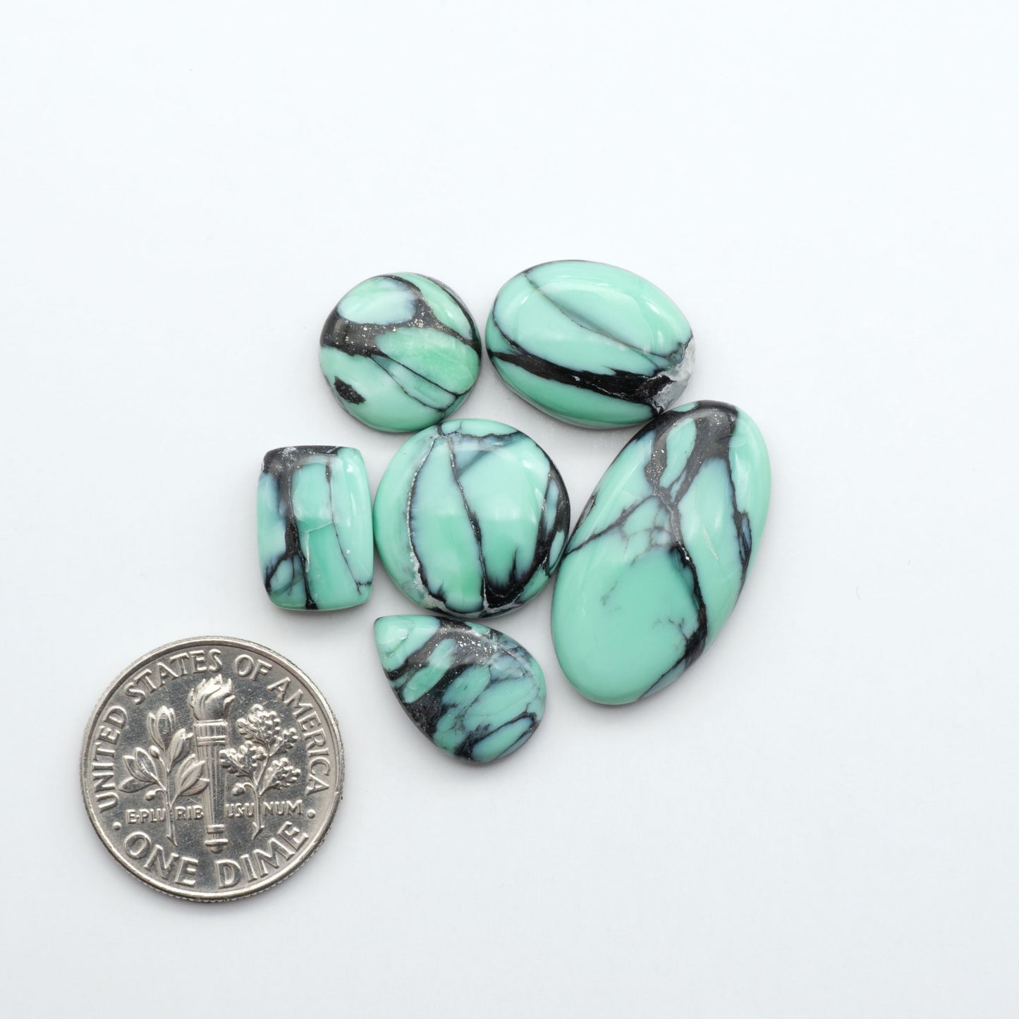 Create stunning handcrafted jewelry with Blue Bird Turquoise Cabochons. Their rich blue color and polish make them perfect for silversmiths and jewelry makers.