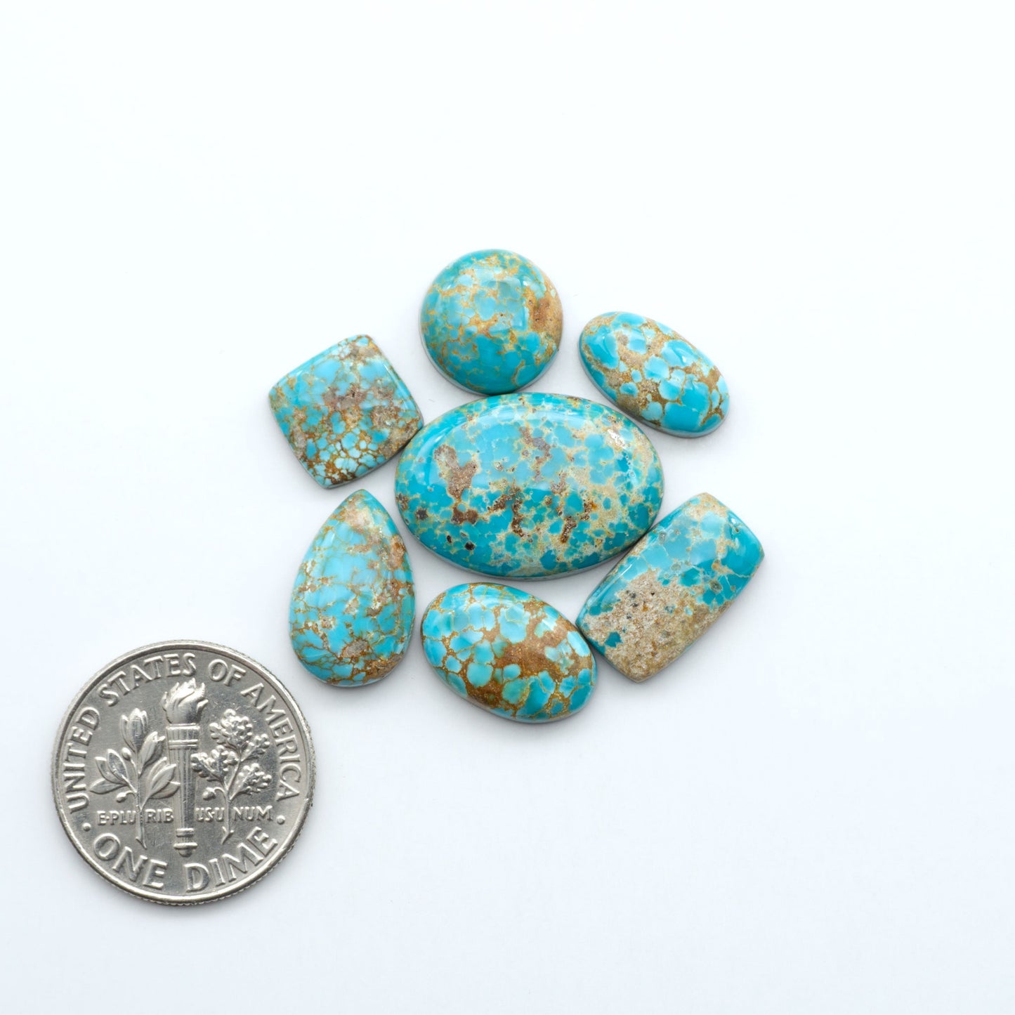 Sierra Bella Turquoise cabochons feature rich blue-green color and natural matrix variation. Ideal for silversmiths, jewelers, and custom jewelry designs.