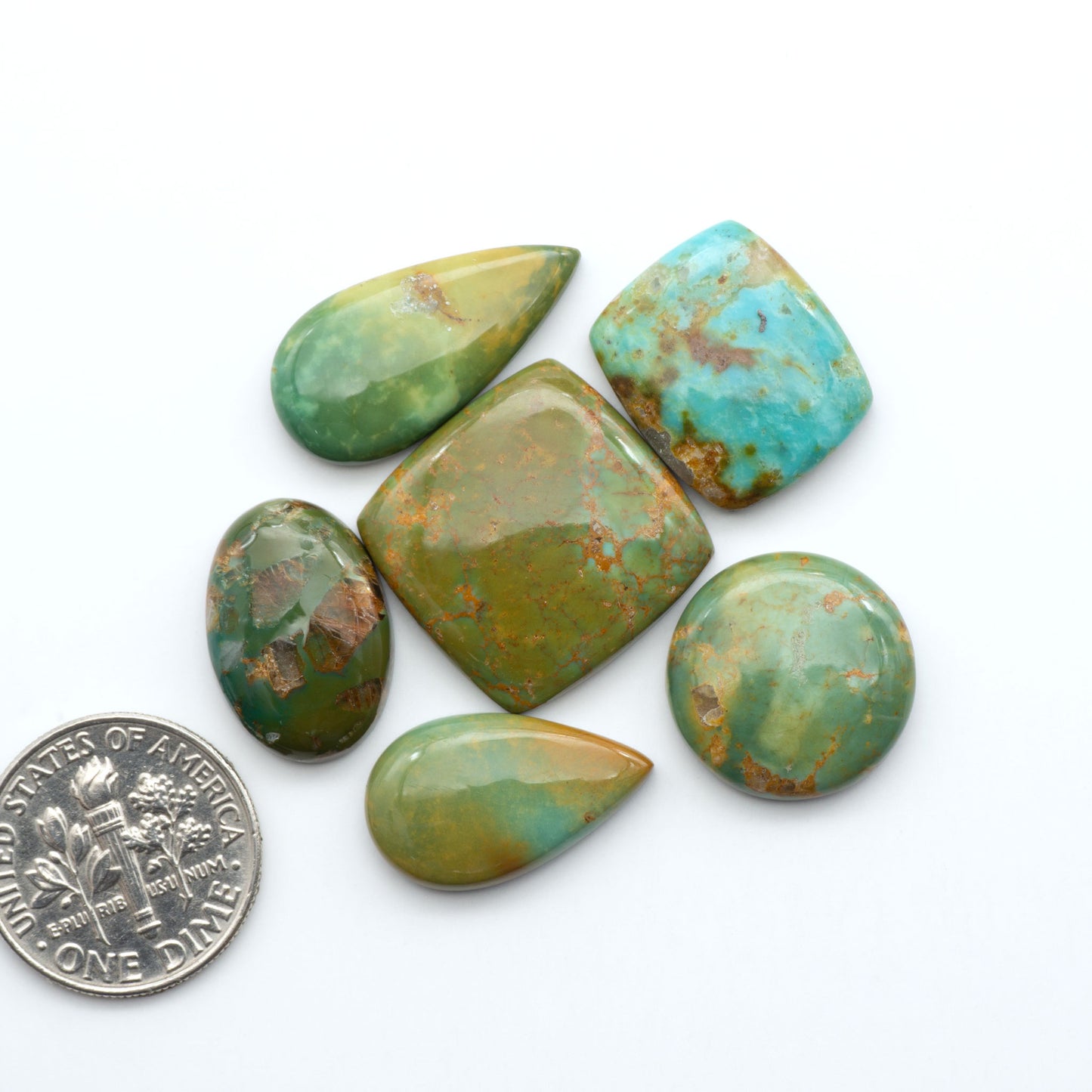 Experience the beauty of Turquoise Mountain Cabochons. With their distinctive blue and green color, these gemstones are perfect for any jewelry piece.