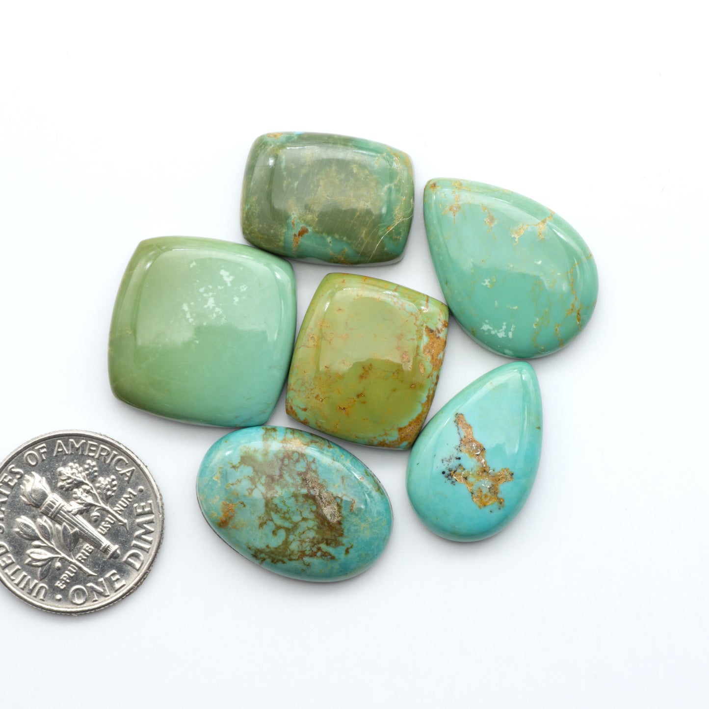 Experience the beauty of Turquoise Mountain Cabochons. With their distinctive blue and green color, these gemstones are perfect for any jewelry piece.