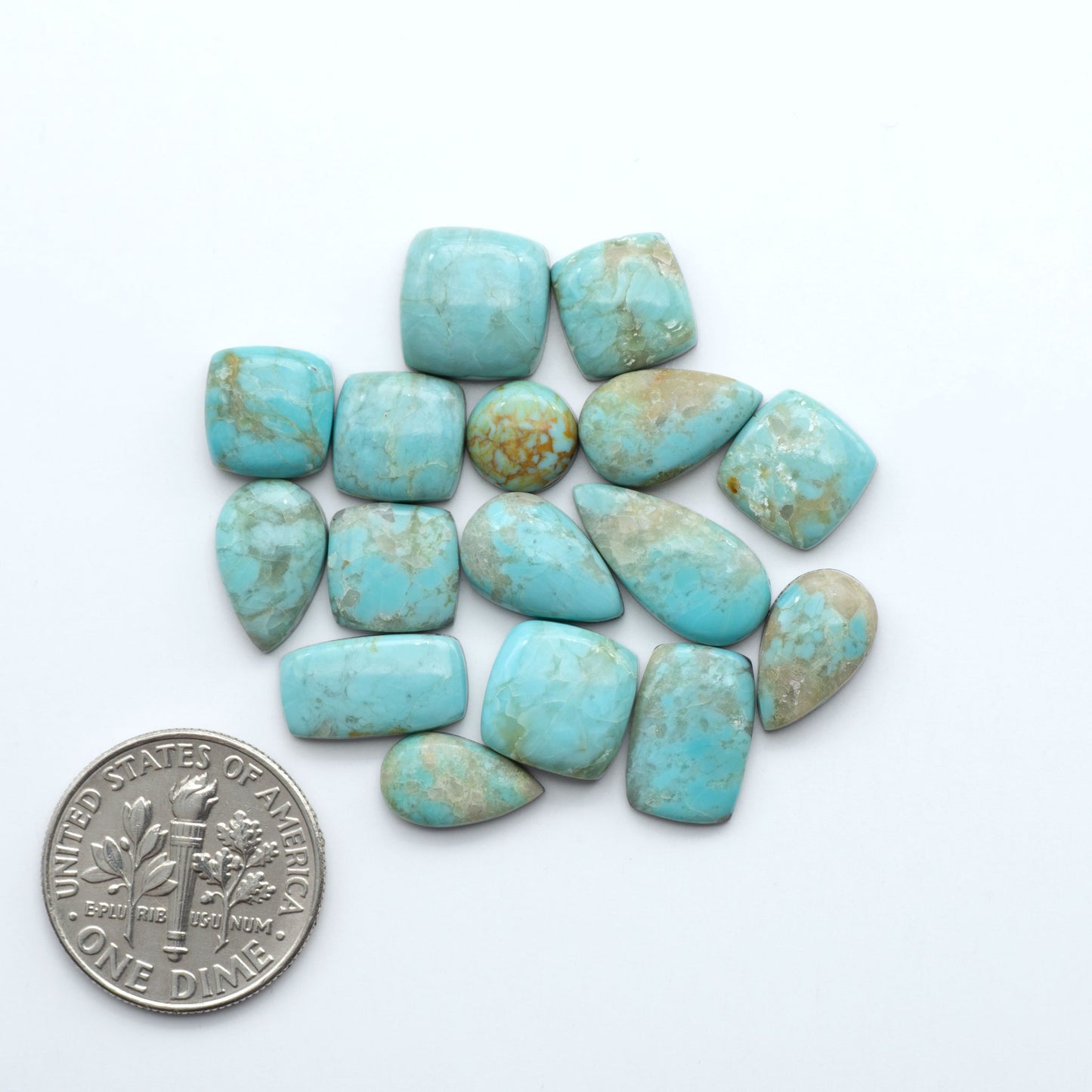Add a touch of beauty to your collection with our stunning Pilot Mountain Turquoise Cabochons. Perfect for jewelry making each piece is truly one-of-a-kind.
