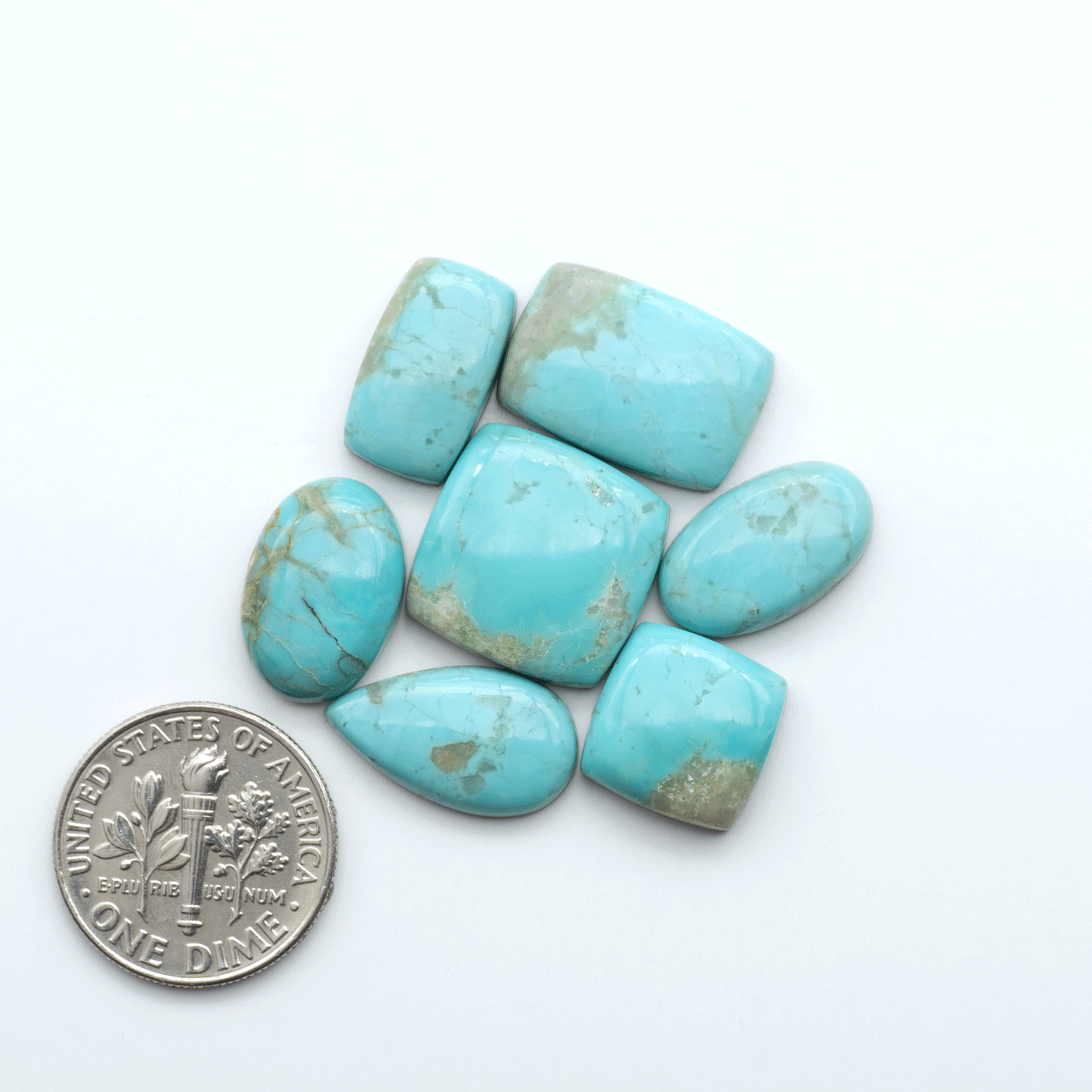 Add a touch of beauty to your collection with our stunning Pilot Mountain Turquoise Cabochons. Perfect for jewelry making each piece is truly one-of-a-kind.