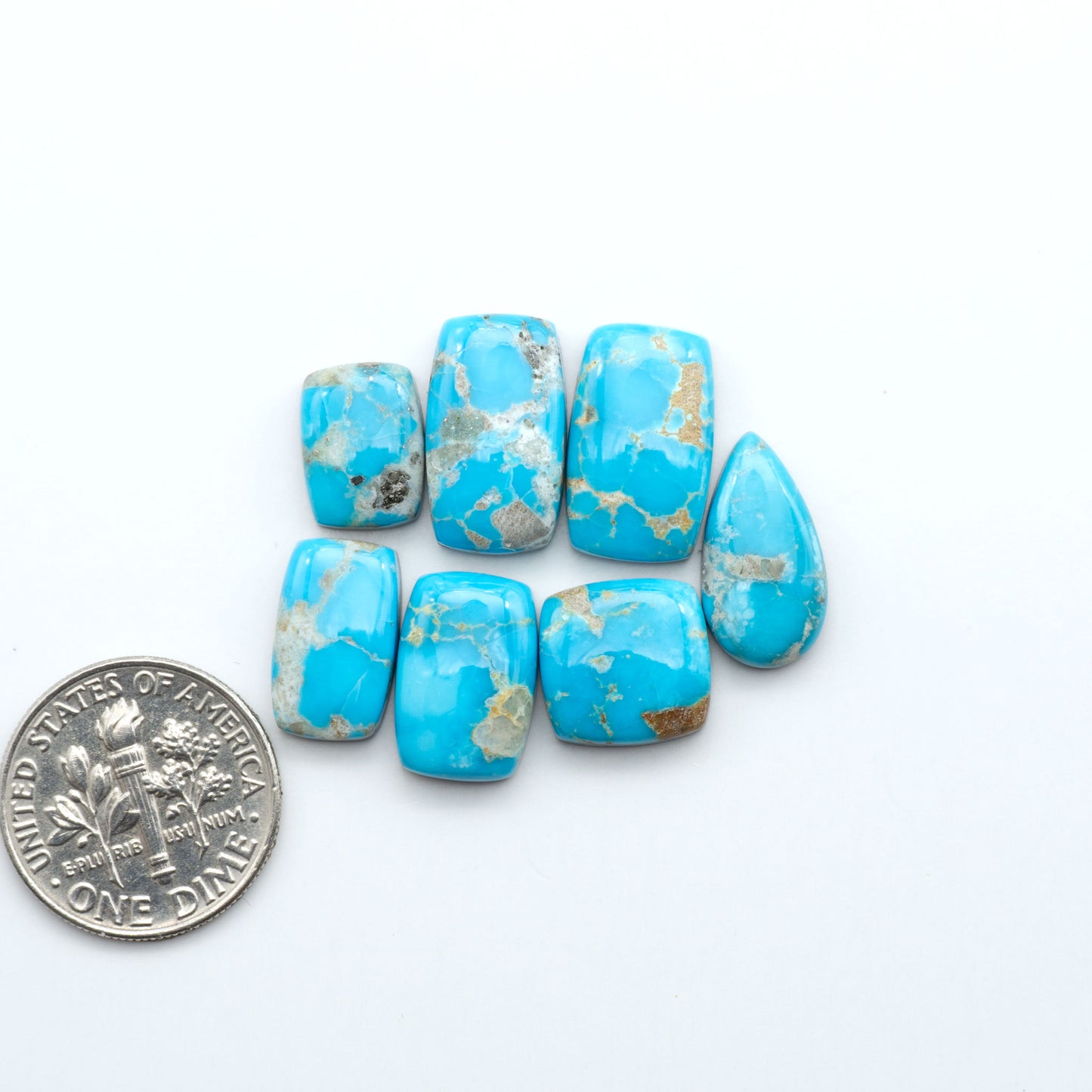 Sierra Bella Turquoise cabochons feature rich blue-green color and natural matrix variation. Ideal for silversmiths, jewelers, and custom jewelry designs
