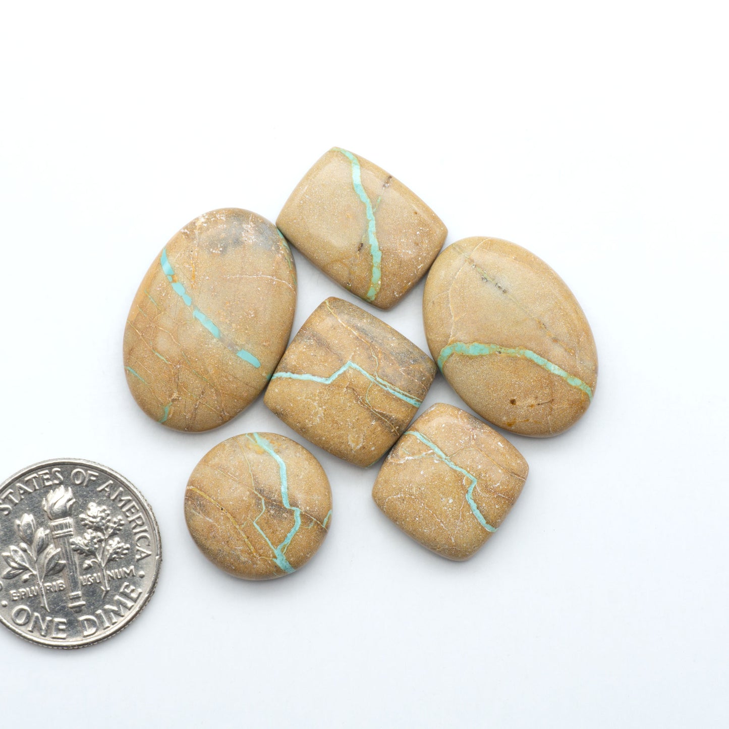 These Crow Springs Ribbon Turquoise Cabochons have a rich color and matrix that are sure to add a unique touch to a variety of jewelry pieces.