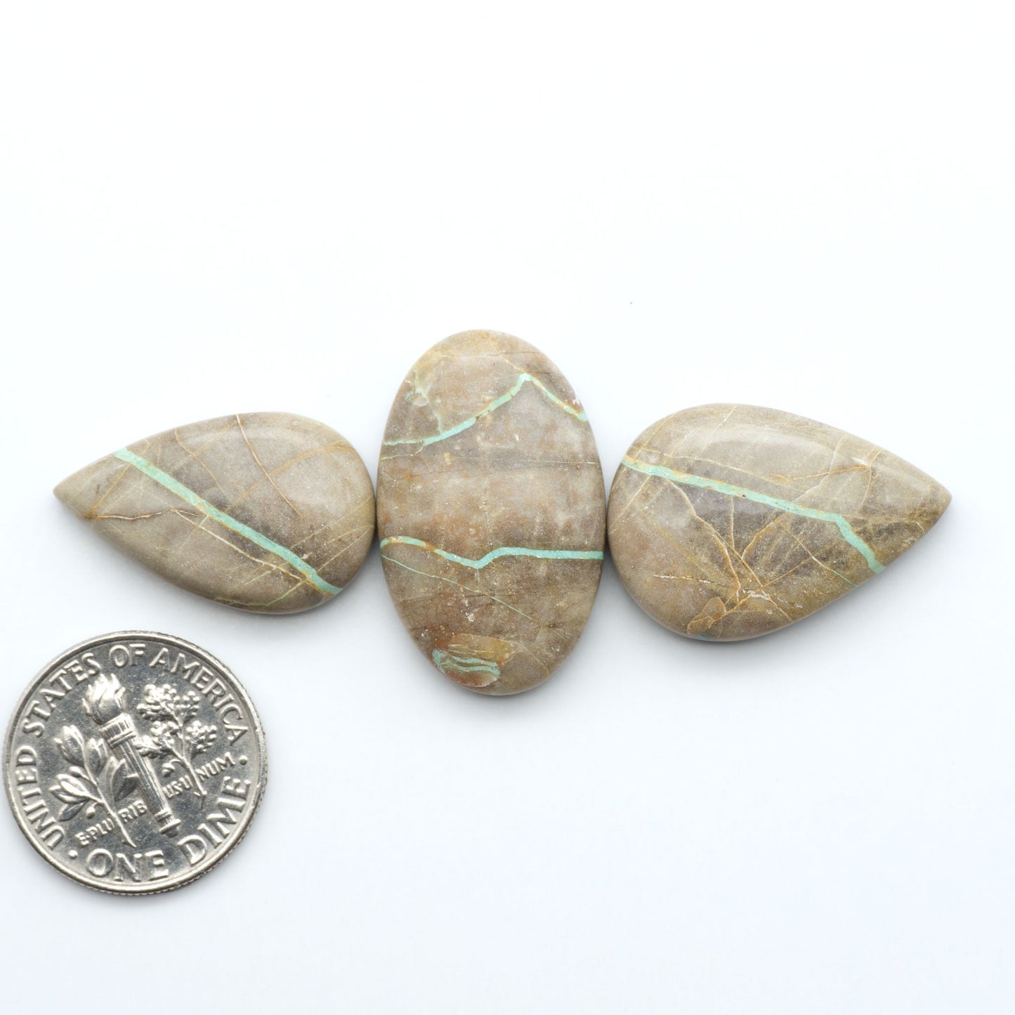These Crow Springs Ribbon Turquoise Cabochons have a rich color and matrix that are sure to add a unique touch to a variety of jewelry pieces.