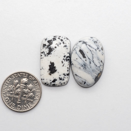 White Buffalo Stone Cabochons are semi-precious gemstones cut into shapes ideal for jewelry-making and crafting. The unique and varied veining of each cabochon lend an unparalleled depth and detail to any project, making them an excellent choice for artisans looking to add an individualistic touch.