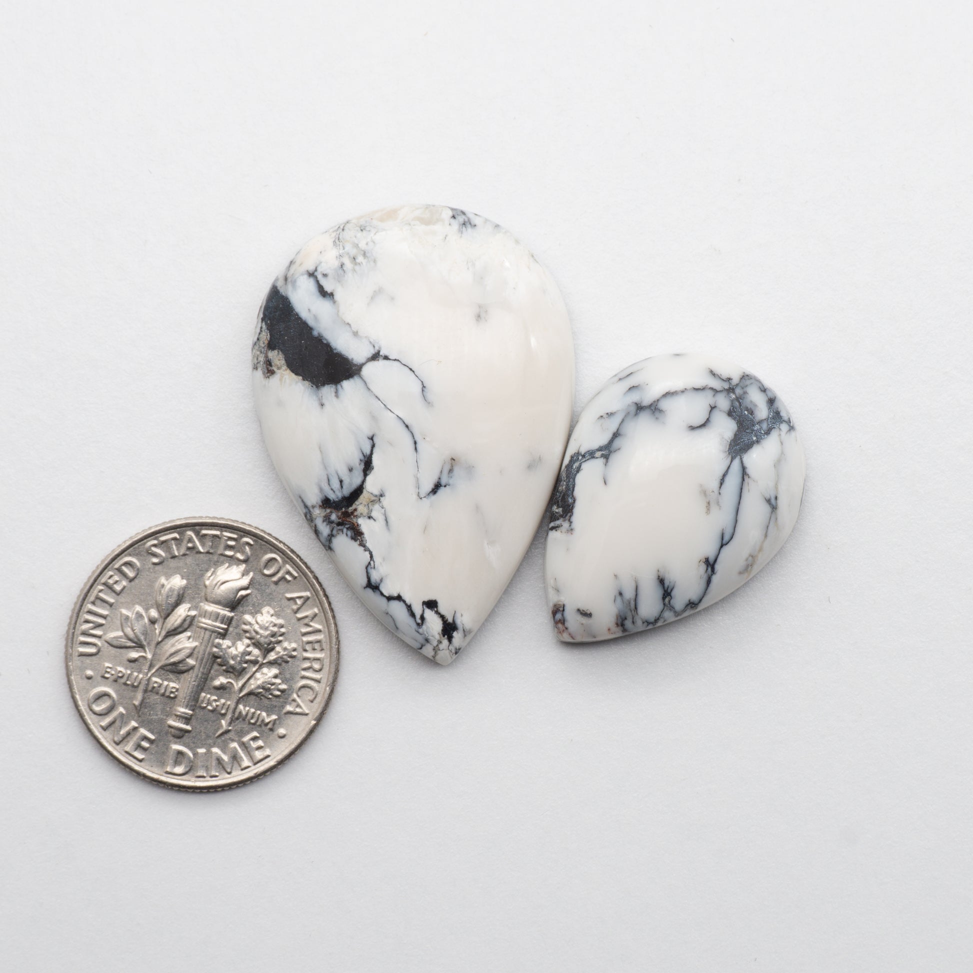 These Natural White Buffalo Cabochons have a glossy finish and are backed for added strength. Mined in Nevada, USA these stones are similar to turquoise used for jewelry making.