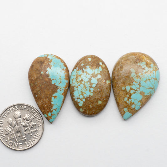 These Number 8 Turquoise Cabochons have a glossy finish and are backed for added strength. Mined in Nevada, USA. These stones are similar to Royston & Kingman Turquoise used for jewelry making.