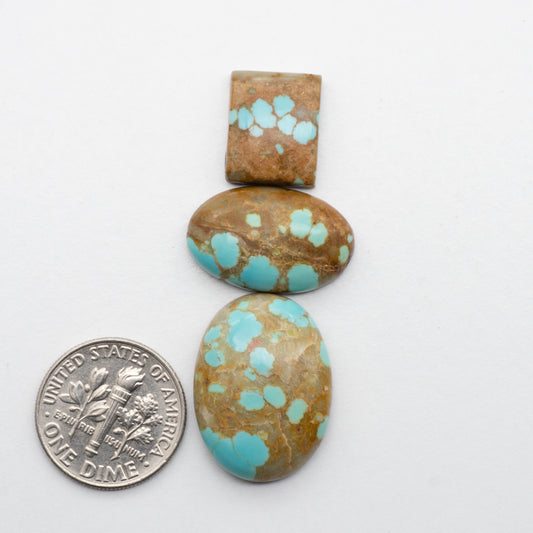 These Number 8 Turquoise Cabochons have a glossy finish and are backed for added strength. Mined in Nevada, USA. These stones are similar to Royston & Kingman Turquoise used for jewelry making.