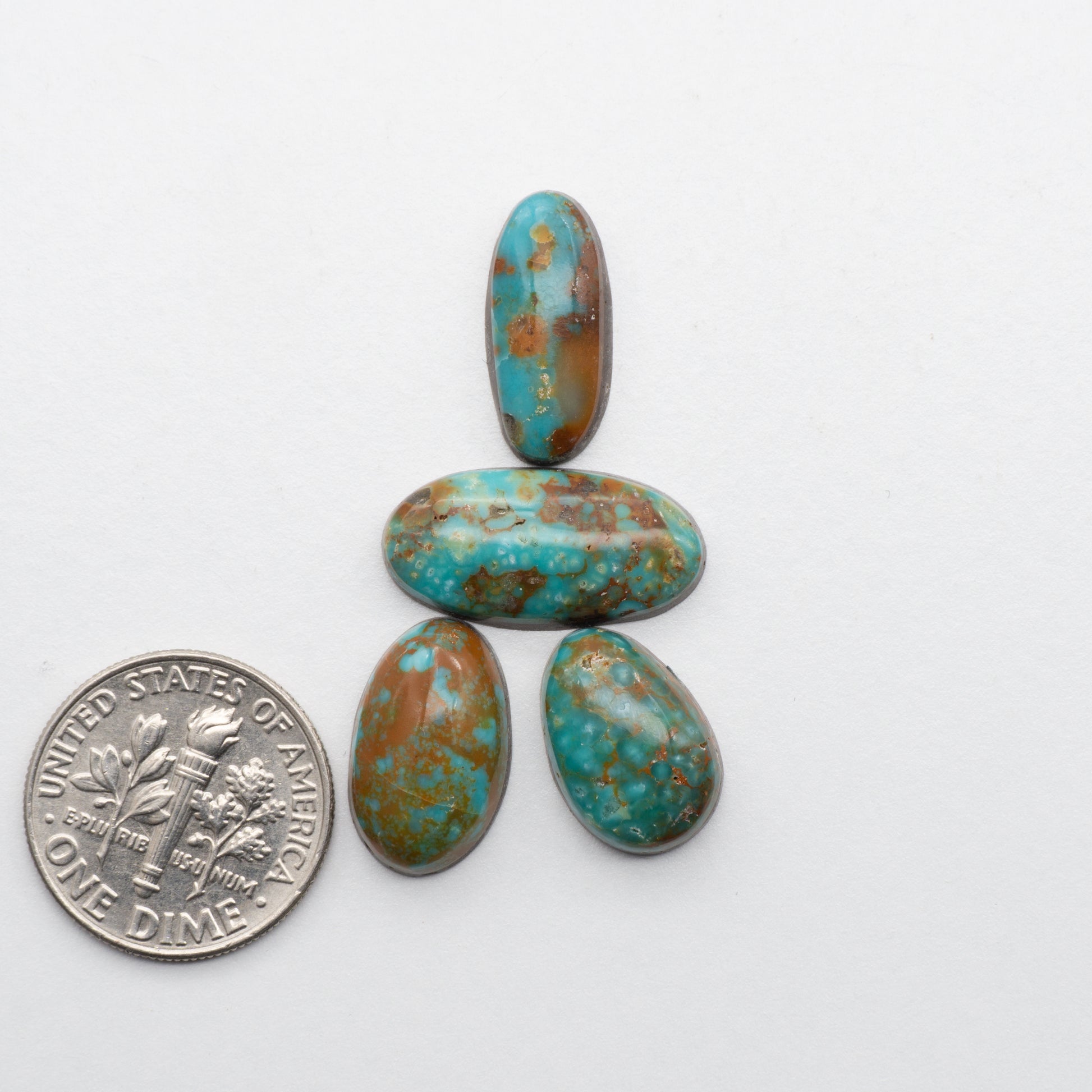 These Cumpas Turquoise cabochons have a glossy finish and are backed for added strength. Mined in Sonora, MX. Similar to Kingman Turquoise used for jewerly making.