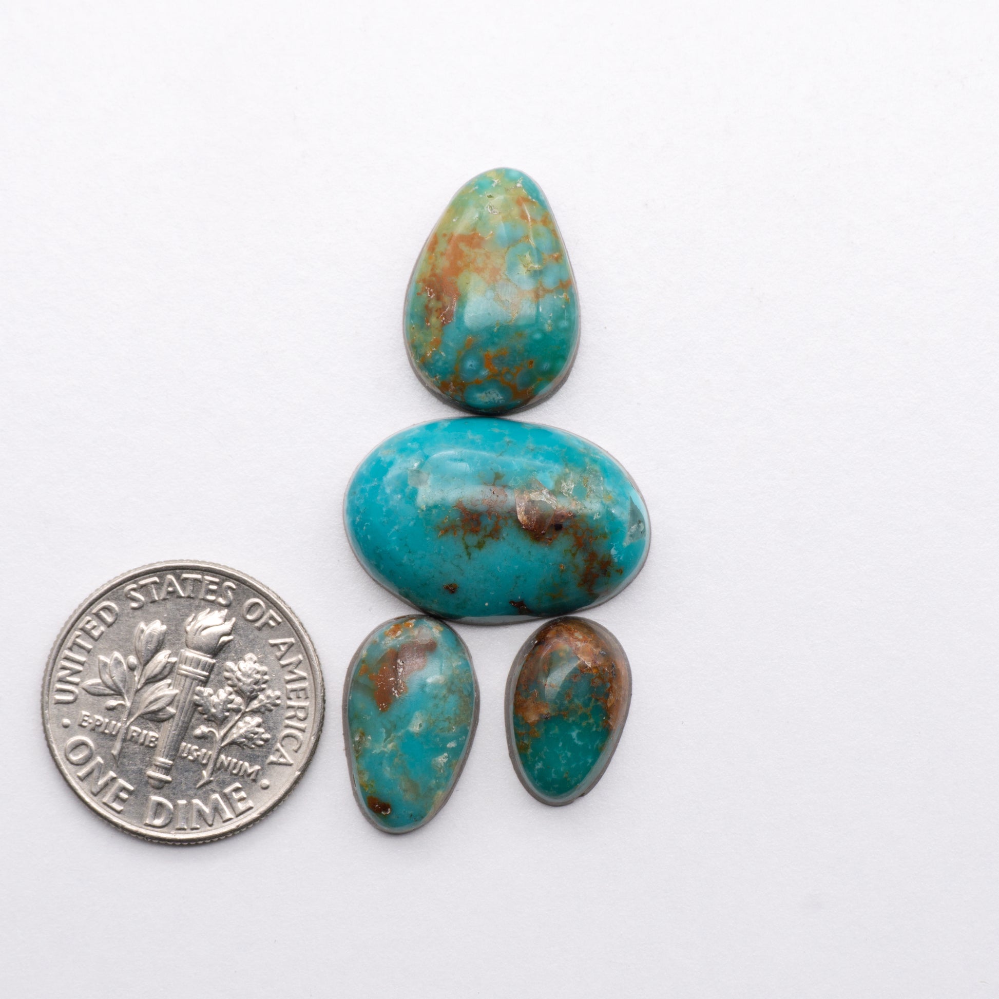 These Cumpas Turquoise cabochons have a glossy finish and are backed for added strength. Mined in Sonora, MX. Similar to Kingman Turquoise used for jewerly making.