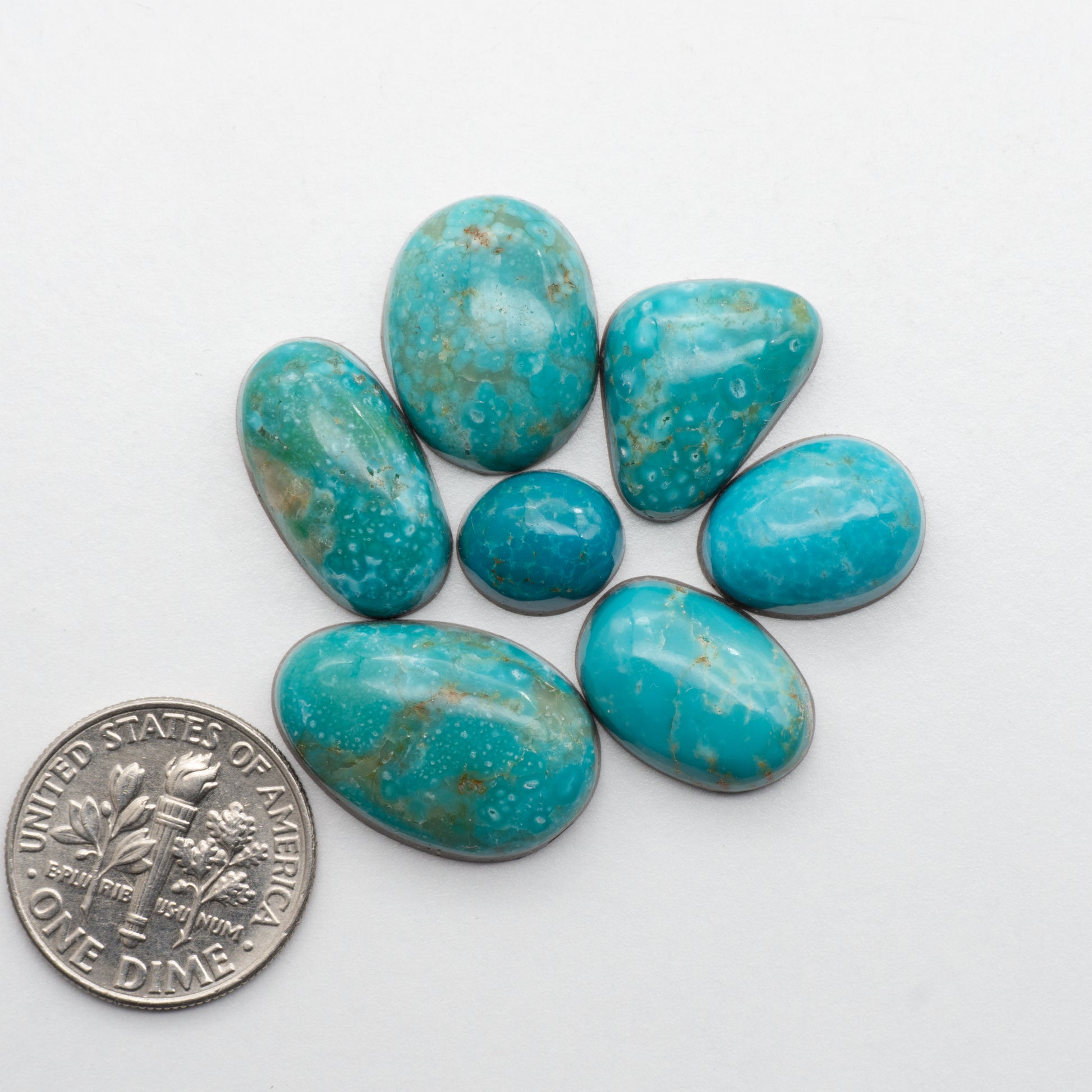 These Cumpas Turquoise cabochons have a glossy finish and are backed for added strength. Mined in Sonora, MX. Similar to Kingman Turquoise used for jewerly making.