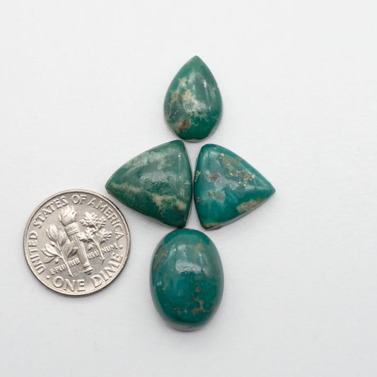 This beautiful Blue Green Campitos Turquoise Cabochon lot has a glossy finish and is backed for added strength. Mined in Sonora, MX. Similar to Kingman turquoise used for jewelry making.