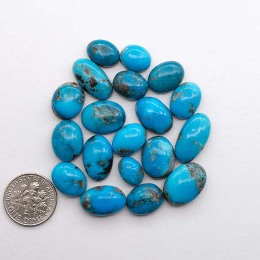 Add unique splashes of color to your jewelry with our Kingman Turquoise Cabochons. Featuring natural blue hues, these cabochons are backed for added strength and offer a beautiful contrast to any design. Perfect for necklaces, earrings, and more!