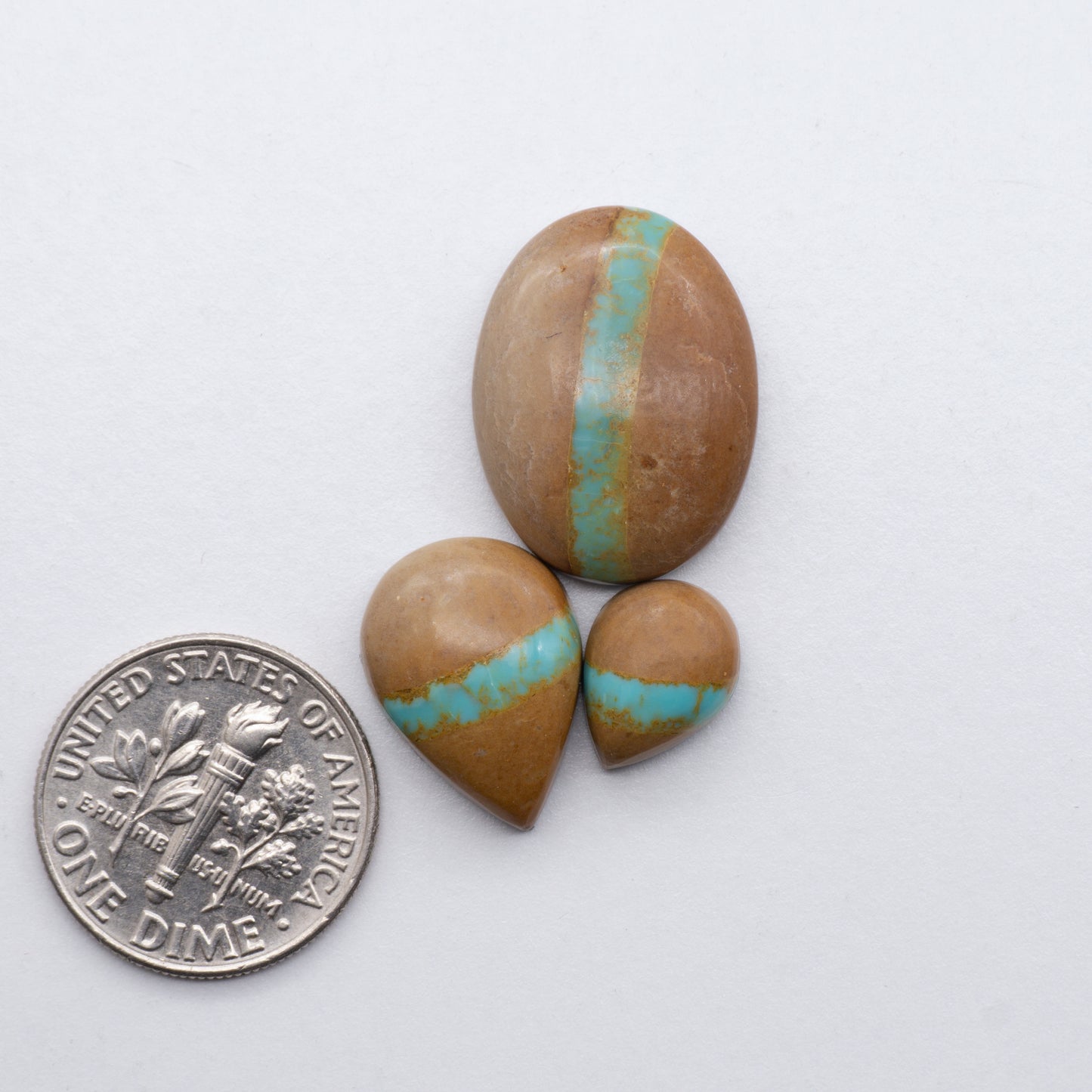 These beautiful blue green turquoise cabochons have a glossy finish and are backed for added strength. Mined in Colorado, USA. Similar to Royston turquoise used for jewelry making.