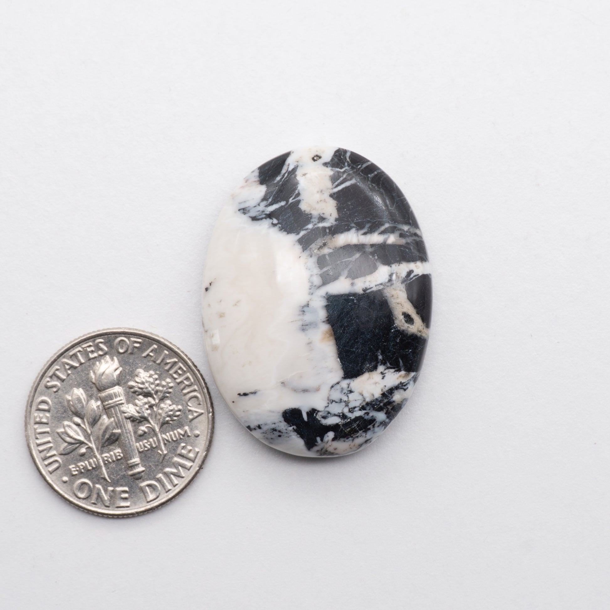 This Natural White Buffalo Cabochon has a glossy finish and is backed for added strength. Mined in Nevada, USA this stone is similar to turquoise, used for jewelry making.