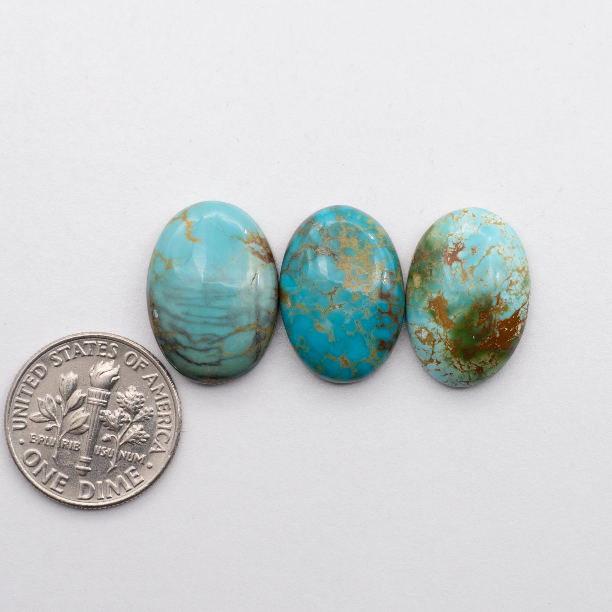 Kings Manassa Turquoise is a beautiful blue green turquoise with a glossy finish. The turquoise stones are backed for added strength. Kings Manassa is mined by Greg Cordova the owner and lapidary at Cutting Edge Turquoise in Manassa, Colorado, USA. Kings Manassa is similar to Royston and used for jewelry making.