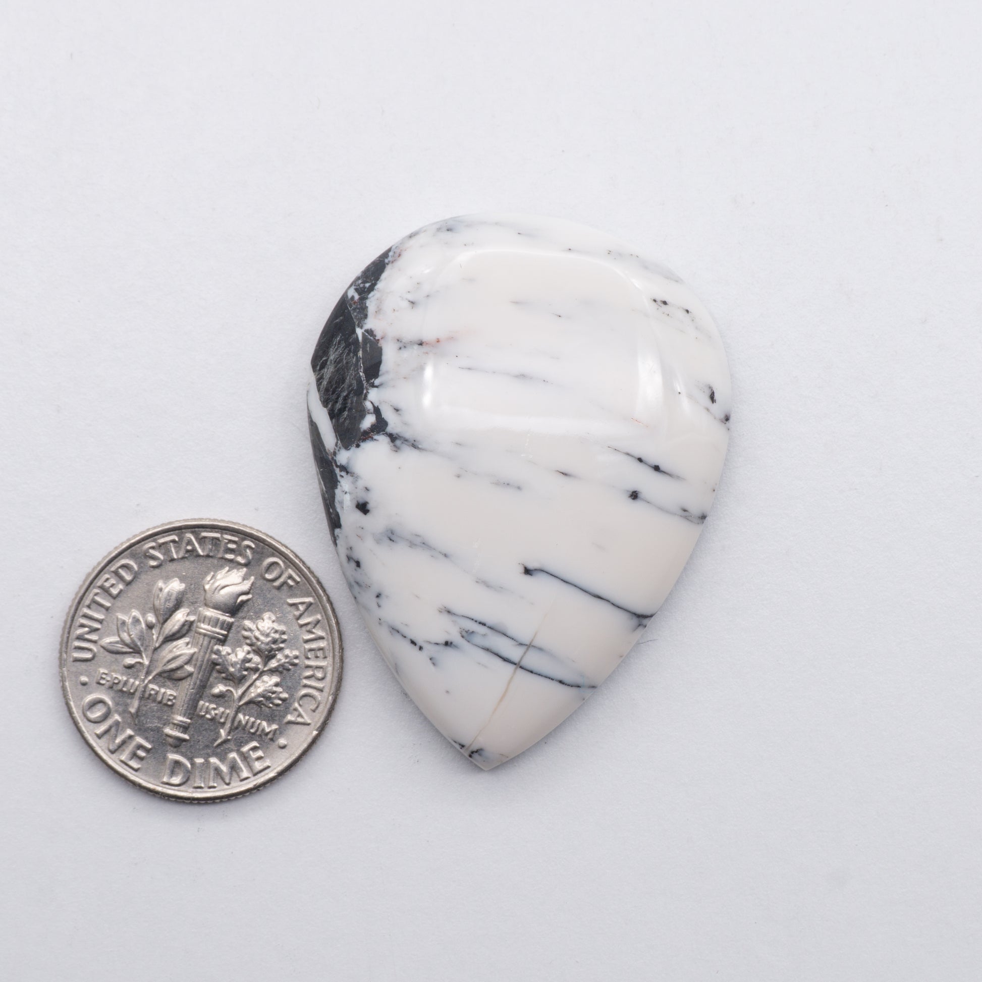 White Buffalo Cabochons have a glossy finish and are backed for added strength. White Buffaloe is mined in Nevada, USA White Buffalo is similar to turquoise and is used for jewelry making.