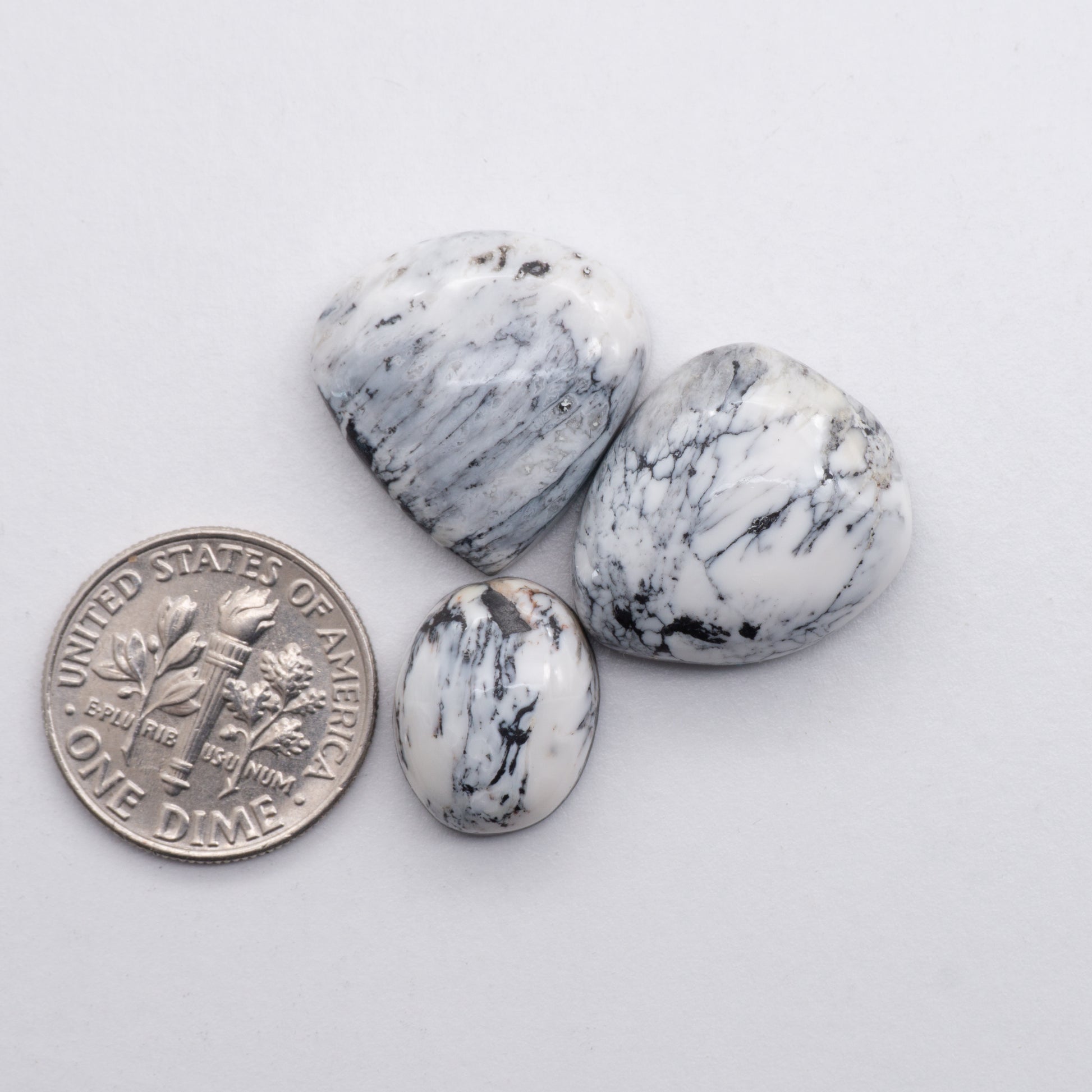 White Buffalo Cabochons have a glossy finish and are backed for added strength. White Buffaloe is mined in Nevada, USA White Buffalo is similar to turquoise and is used for jewelry making.