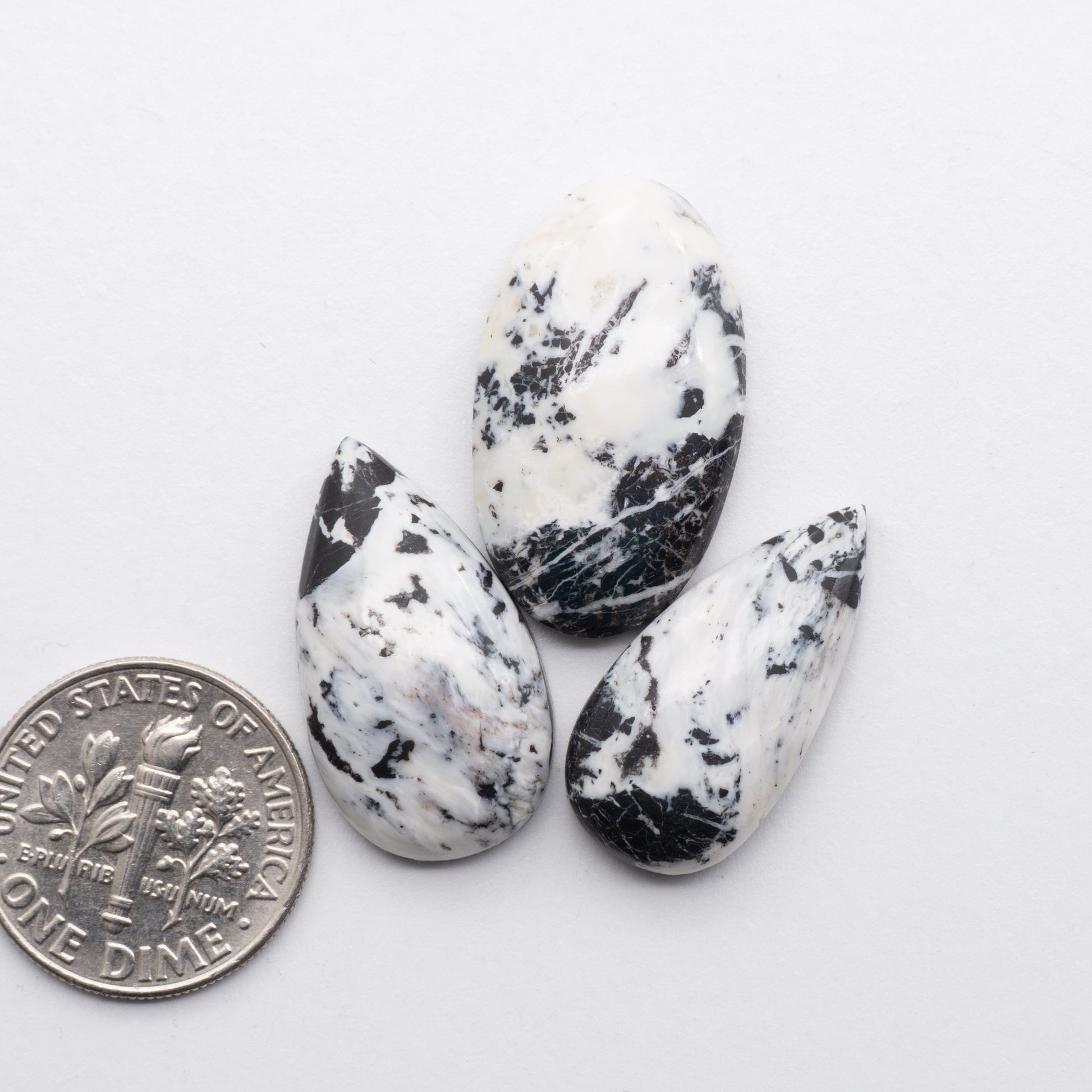 White Buffalo Cabochons have a glossy finish and are backed for added strength. White Buffaloe is mined in Nevada, USA White Buffalo is similar to turquoise and is used for jewelry making.