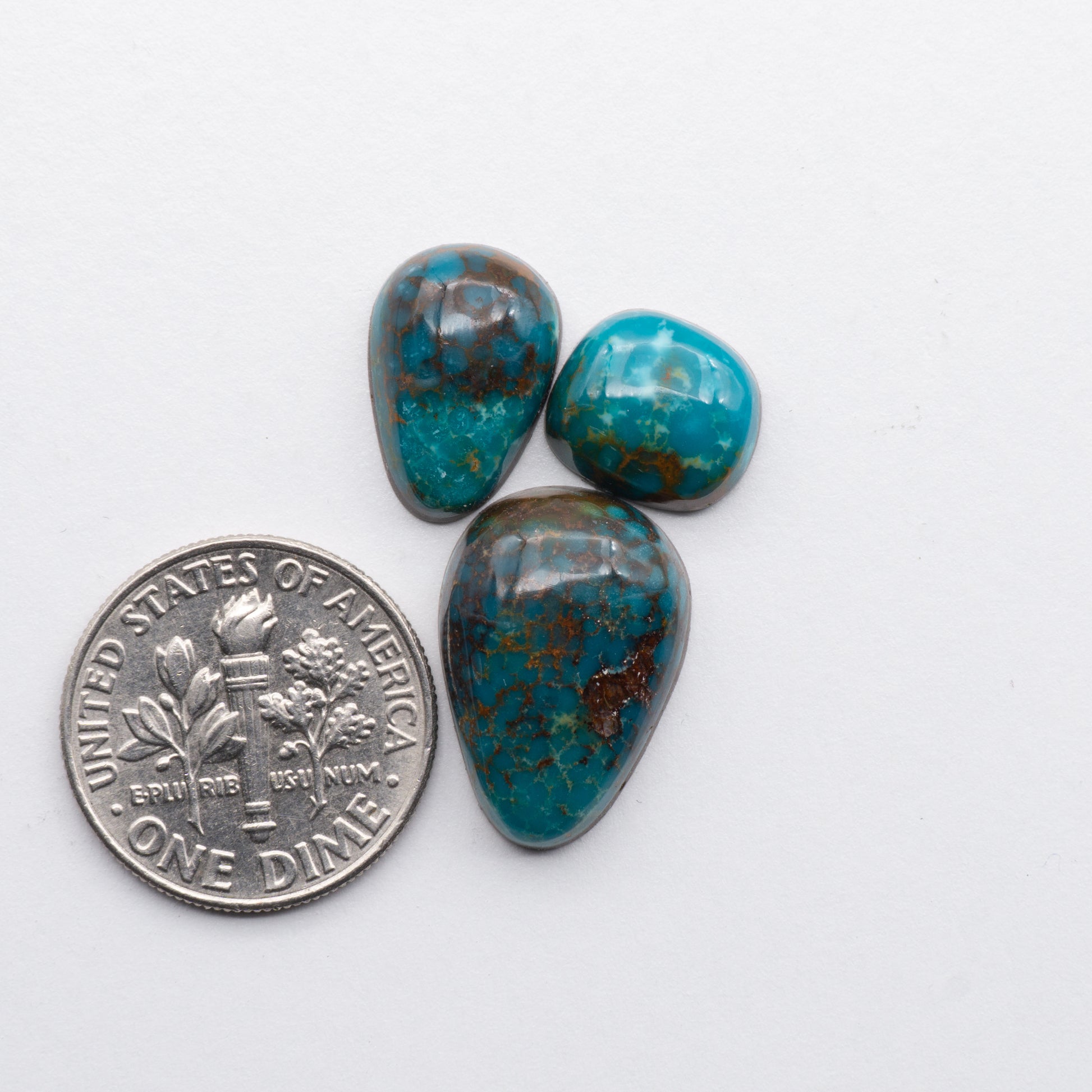 Cumpas Turquoise cabochons have a glossy finish and are backed for added strength. Cumpas Turquoise is mined in Sonora, Mexico.