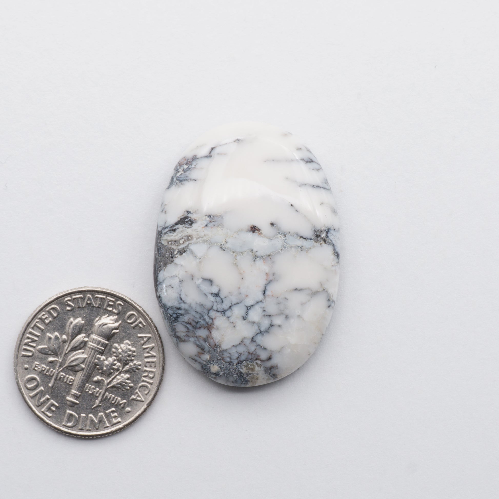 White Buffalo Cabochons have a glossy finish and are backed for added strength. White Buffaloe is mined in Nevada, USA White Buffalo is similar to turquoise and is used for jewelry making.