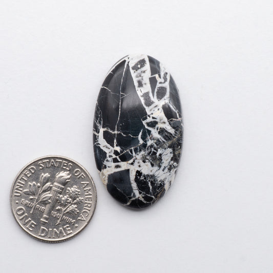 White Buffalo Cabochons have a glossy finish and are backed for added strength. White Buffaloe is mined in Nevada, USA White Buffalo is similar to turquoise and is used for jewelry making.