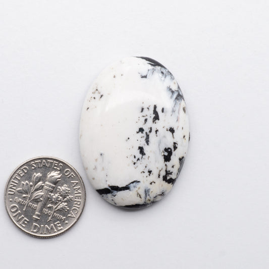 White Buffalo Cabochons have a glossy finish and are backed for added strength. White Buffaloe is mined in Nevada, USA White Buffalo is similar to turquoise and is used for jewelry making.