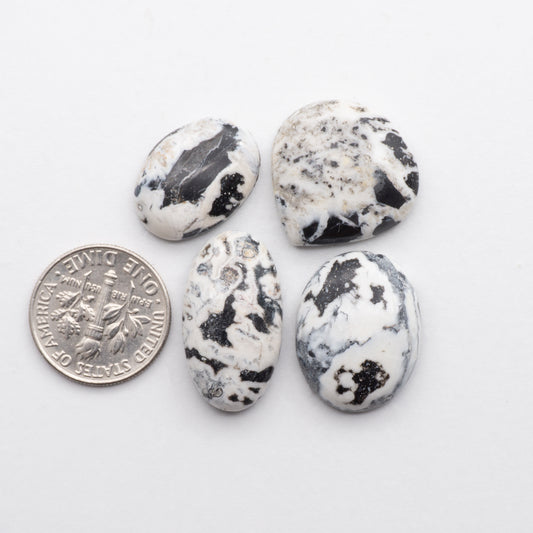 Natural White Buffalo Stone Cabochons are hand-cut semi-precious gemstones perfect for making unique and high-quality jewelry