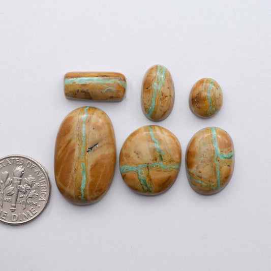 Crow Springs Ribbon Turquoise Cabochons