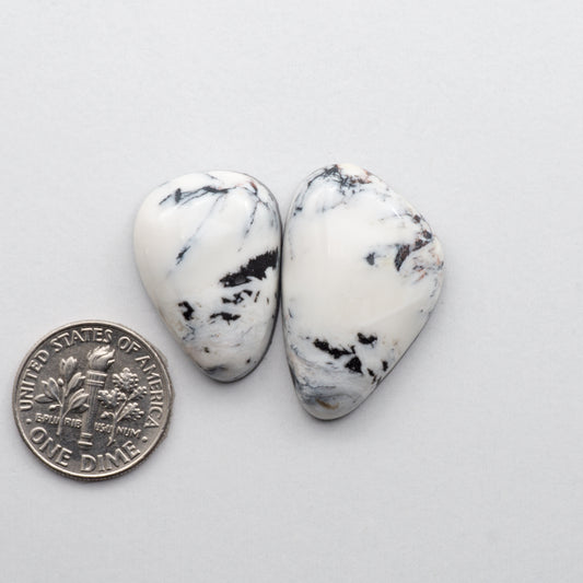 These Natural White Buffalo Stone Cabochons are semi-precious gemstones cut into shapes ideal for jewelry-making