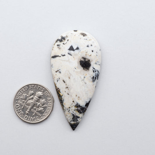 These Natural White Buffalo Stone Cabochons are semi-precious gemstones cut into shapes ideal for jewelry-making