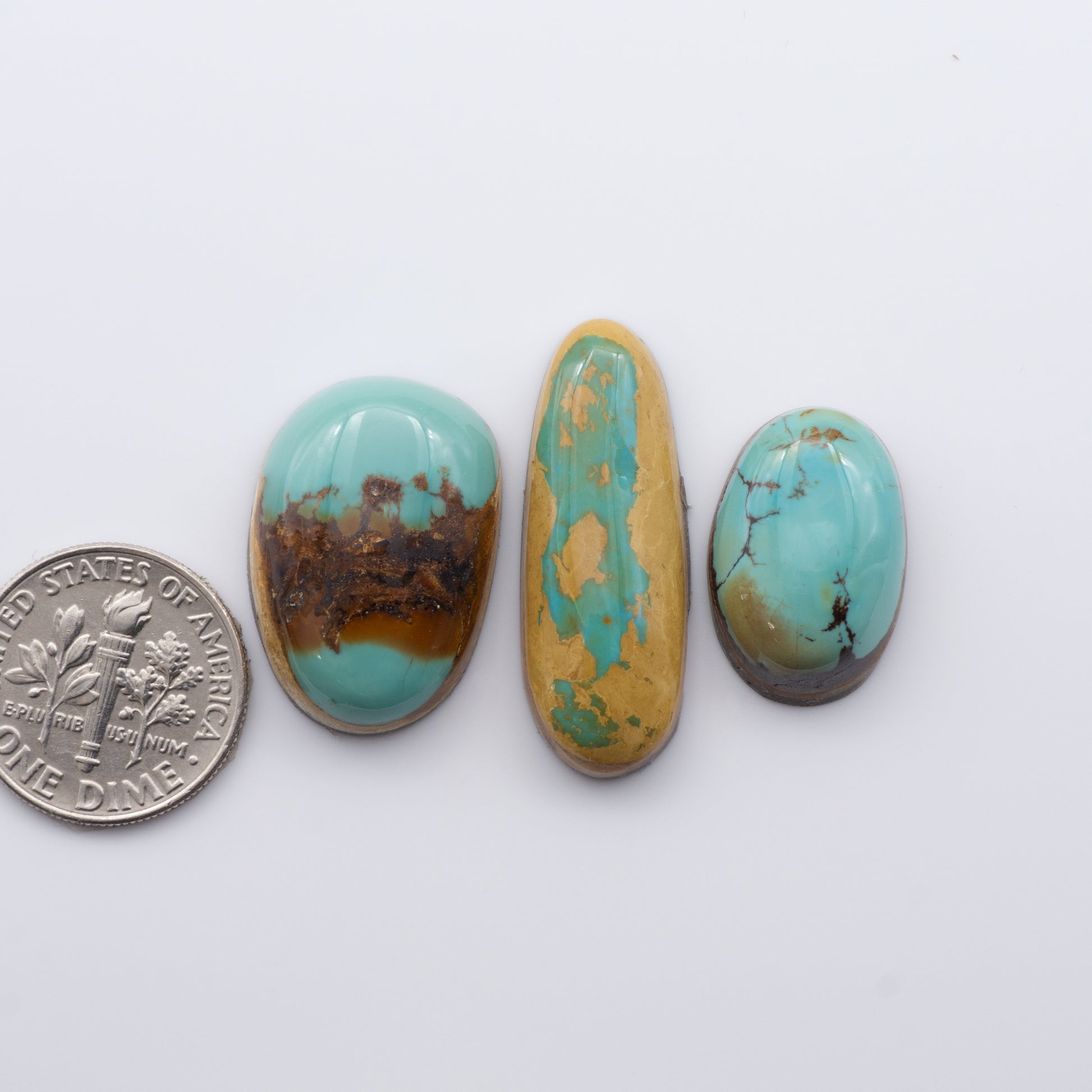 Natural Royston Turquoise is renowned for its unique shades of green and blue, making these cabochons a popular choice for jewelry makers.