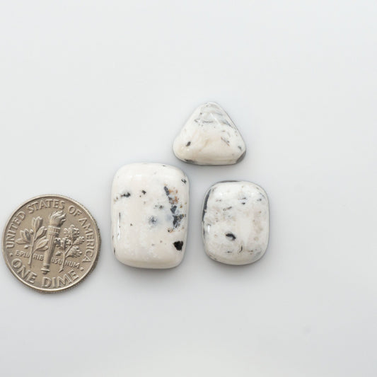Our Natural White Buffalo Stone Cabochons are semi-precious gemstones cut into shapes ideal for jewelry-making, crafting and are backed for added strength. 