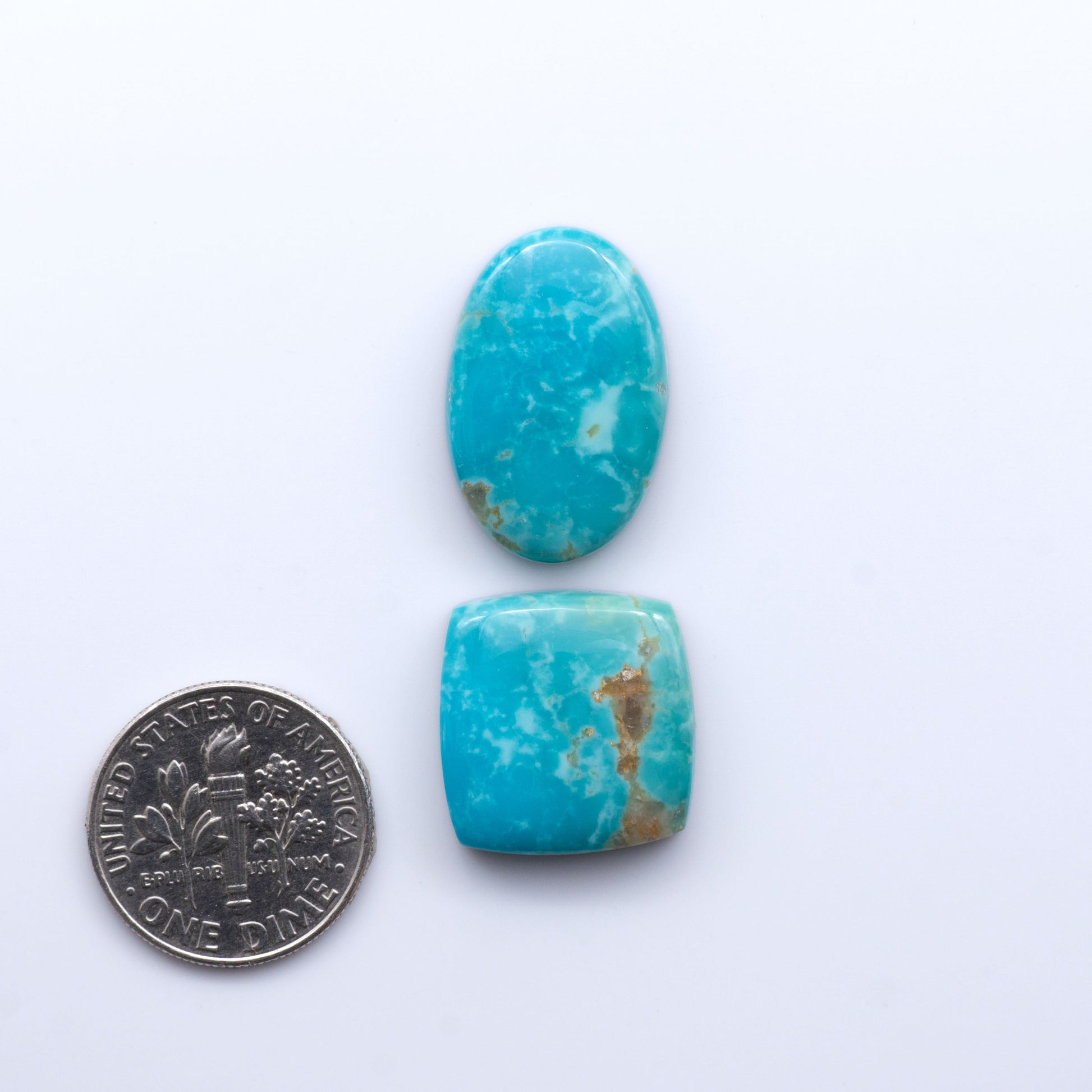 Experience the beauty of Turquoise Mountain Cabochons. With their distinctive blue and green color, these gemstones are perfect for any jewelry piece.