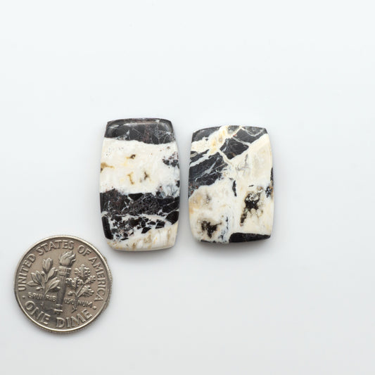 Natural White Buffalo Stone Cabochons are semi-precious gemstones cut into shapes ideal for jewelry-making, crafting and are backed for added strength. 