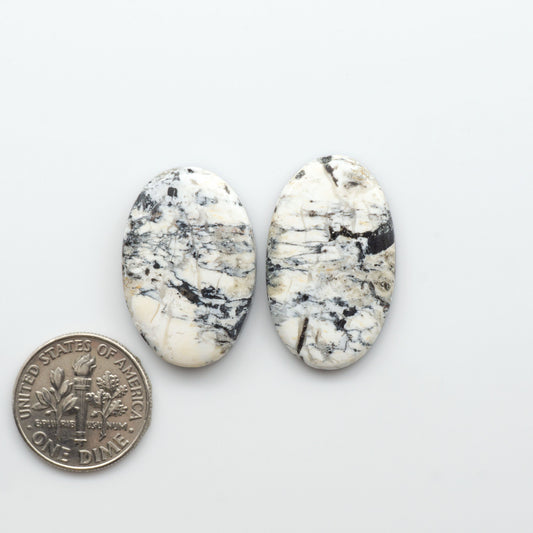 Natural White Buffalo Stone Cabochons are semi-precious gemstones cut into shapes ideal for jewelry-making, crafting and are backed for added strength. 