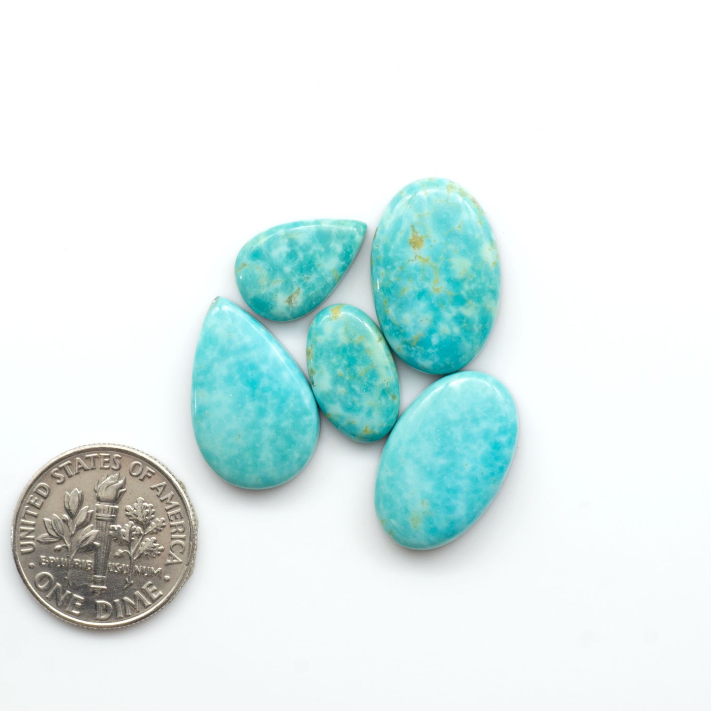 Experience the beauty of Turquoise Mountain Cabochons. With their distinctive blue and green color, these gemstones are perfect for any jewelry piece.