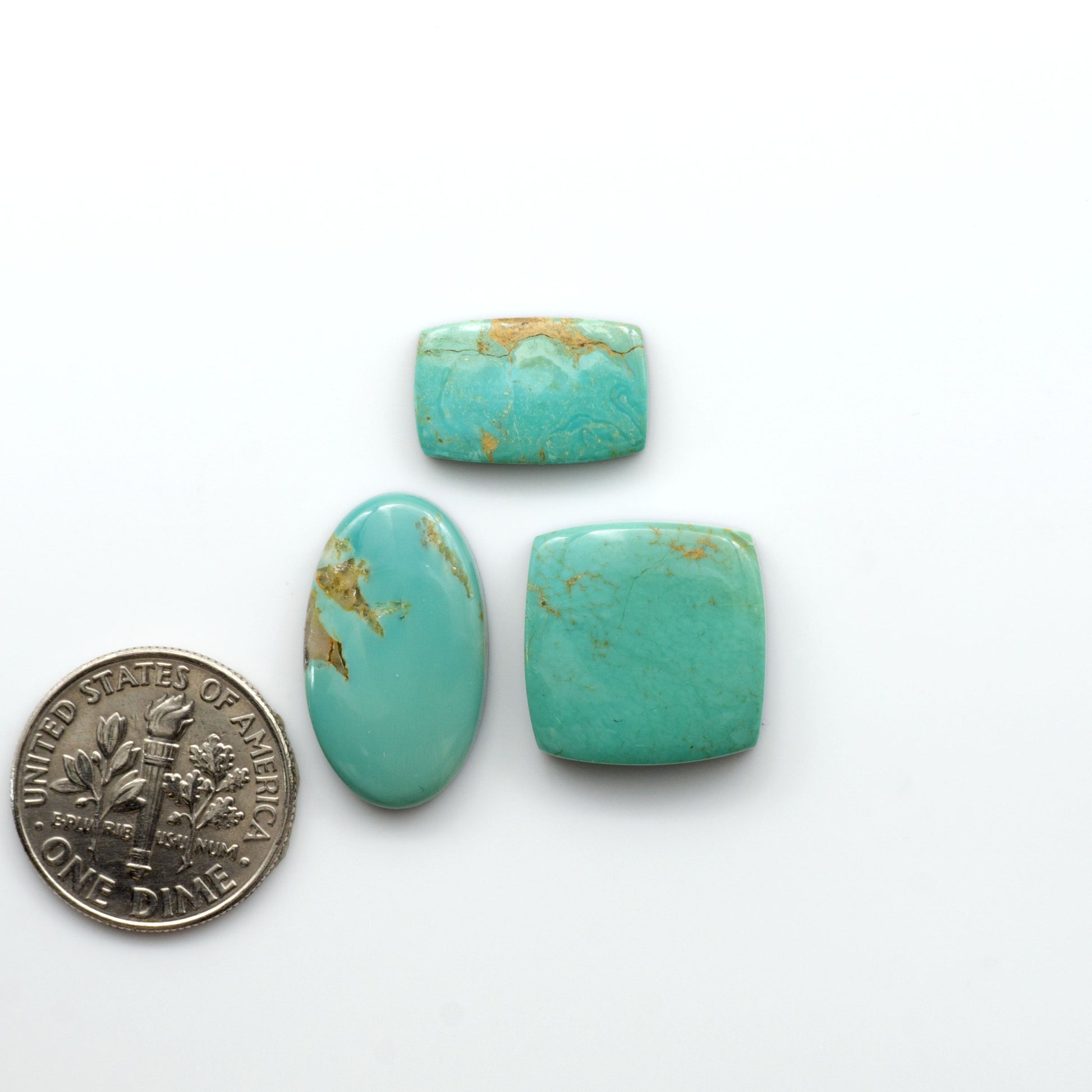 Experience the beauty of Turquoise Mountain Cabochons. With their distinctive blue and green color, these gemstones are perfect for any jewelry piece.