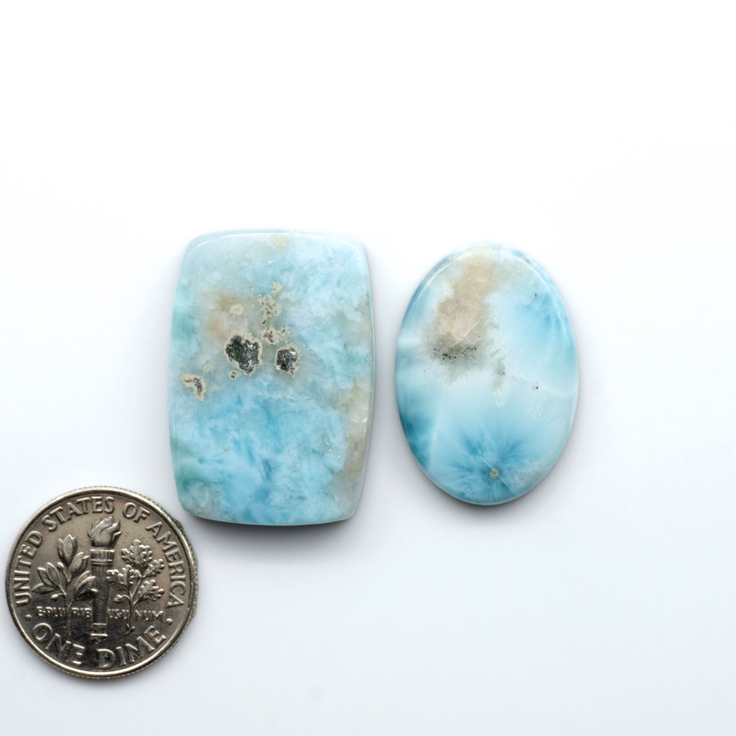 Discover the beauty of Larimar Cabochons. Cut to emphasize the stone's natural patterns and colors. Add a touch of natural beauty to your jewelry designs.
