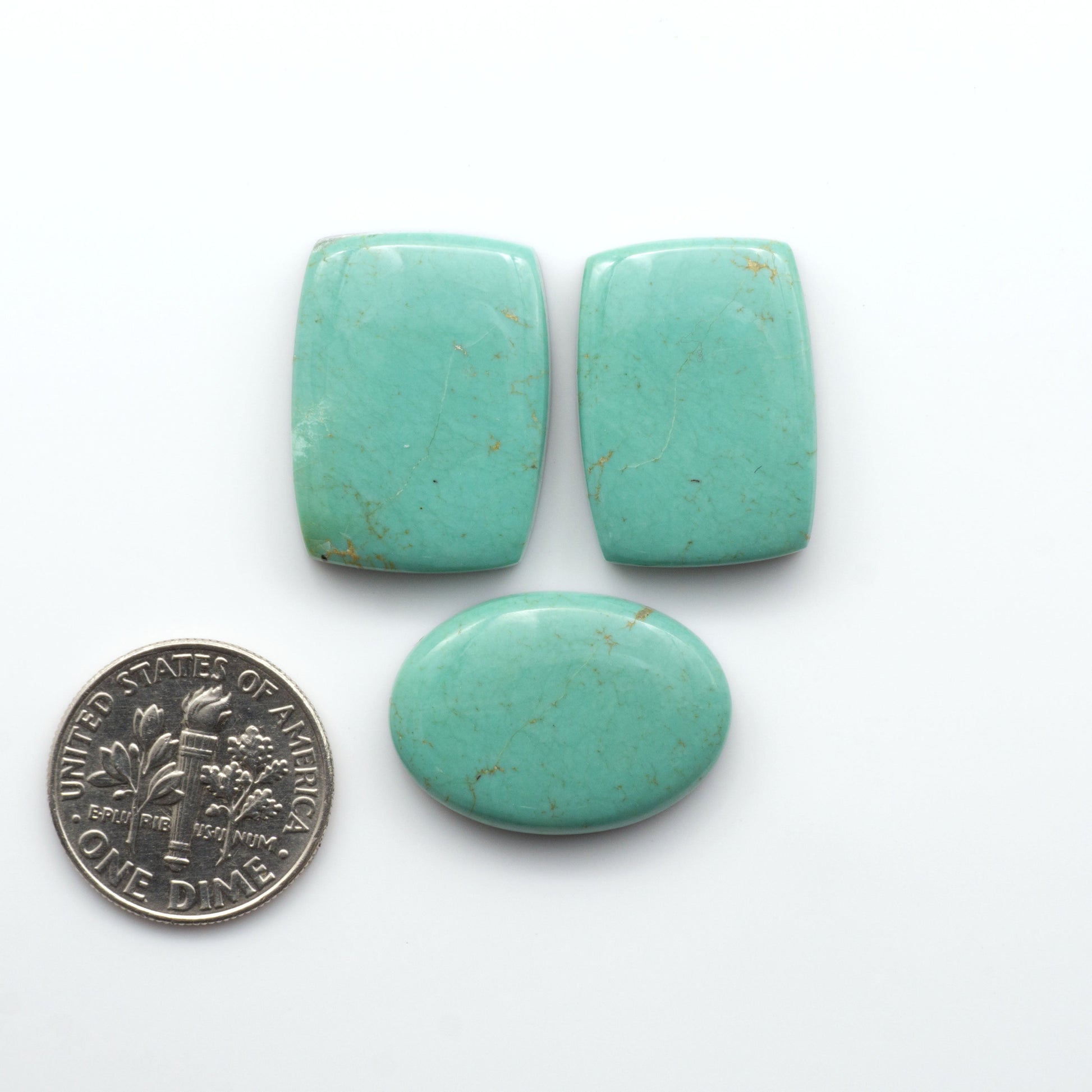 Experience the beauty of Turquoise Mountain Cabochons. With their distinctive blue and green color, these gemstones are perfect for any jewelry piece.