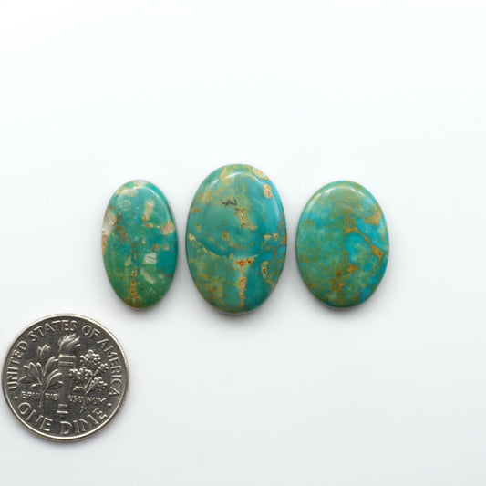 Experience the beauty of Turquoise Mountain Cabochons. With their distinctive blue and green color, these gemstones are perfect for any jewelry piece.