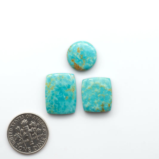 Experience the beauty of Turquoise Mountain Cabochons. With their distinctive blue and green color, these gemstones are perfect for any jewelry piece.