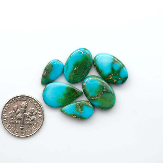 Sonoran Mountain Turquoise showcases a stunning blend of blue and green hues and natural patterns that make it a must-have for any jewelry collection.