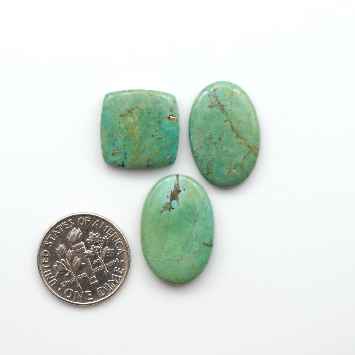 Experience the beauty of Turquoise Mountain Cabochons. With their distinctive blue and green color, these gemstones are perfect for any jewelry piece.